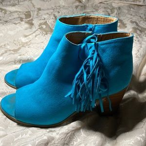 Teal Tassel Heels